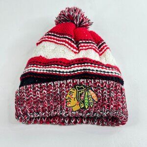 Chicago Blackhawks Hockey Youth Knit Winter Beanie Hat Pom Pom Transunion Promo